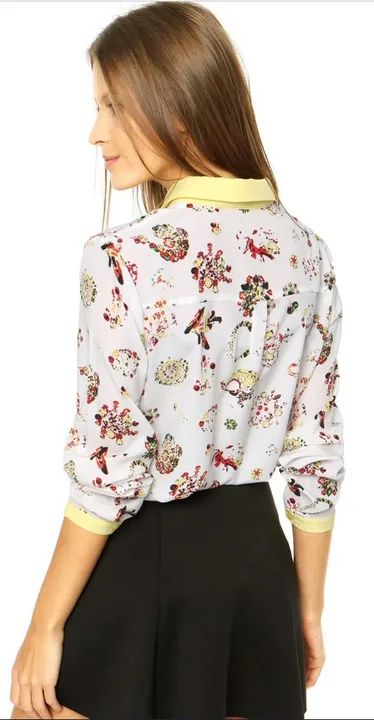 Camisa Estampada Manga Longa detalhes Amarelo - Foto 3