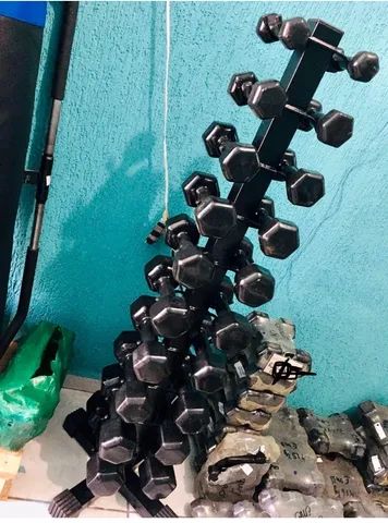 Torre completa com halteres sextavado do 1 ao 10 kg 