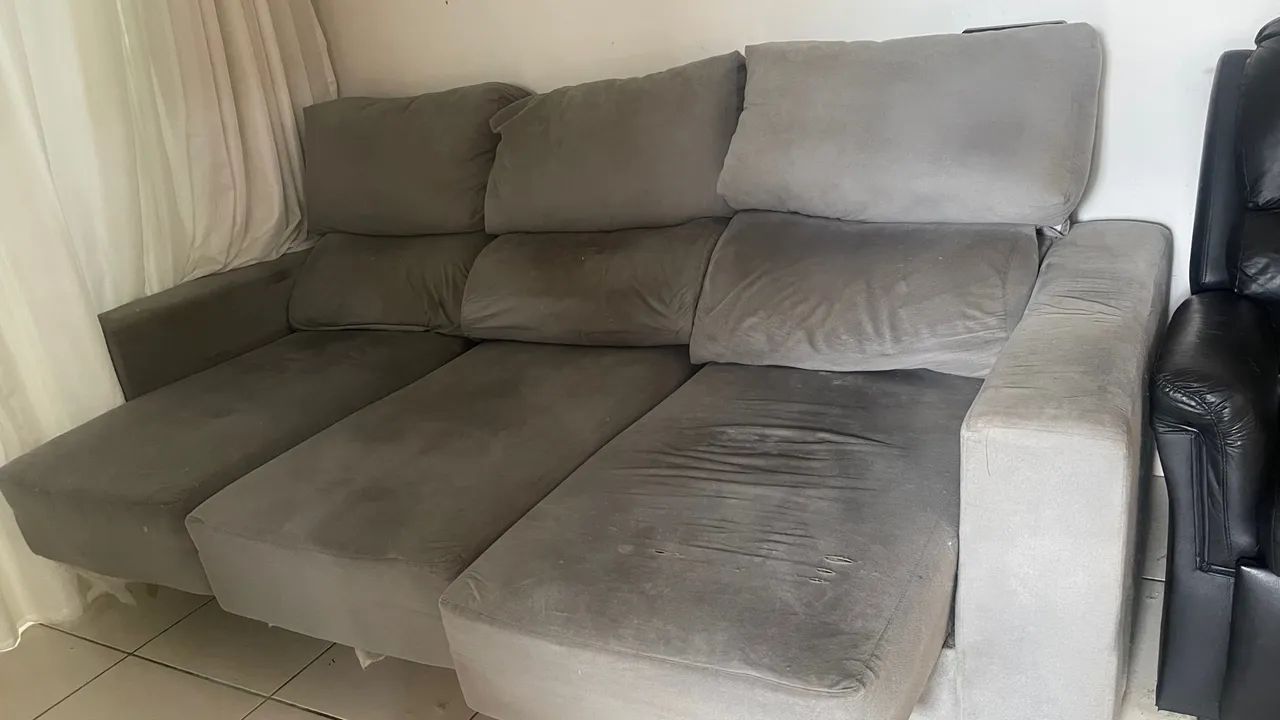 Sofá cinza 3 lugares retrátil e reclinável  - Foto 2