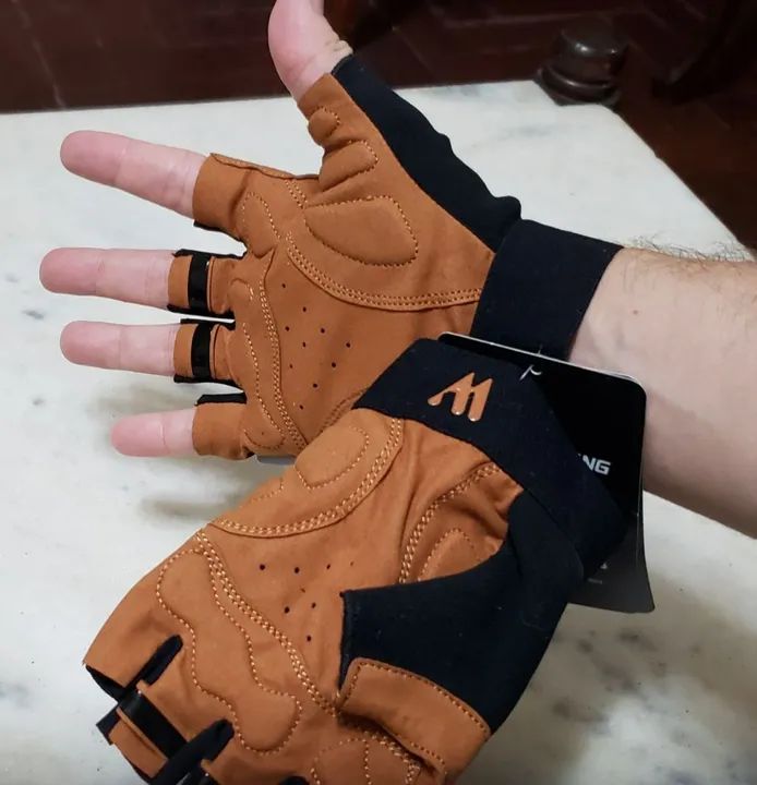 Luva de ciclismo preta e caramelo tamanho G - Foto 2
