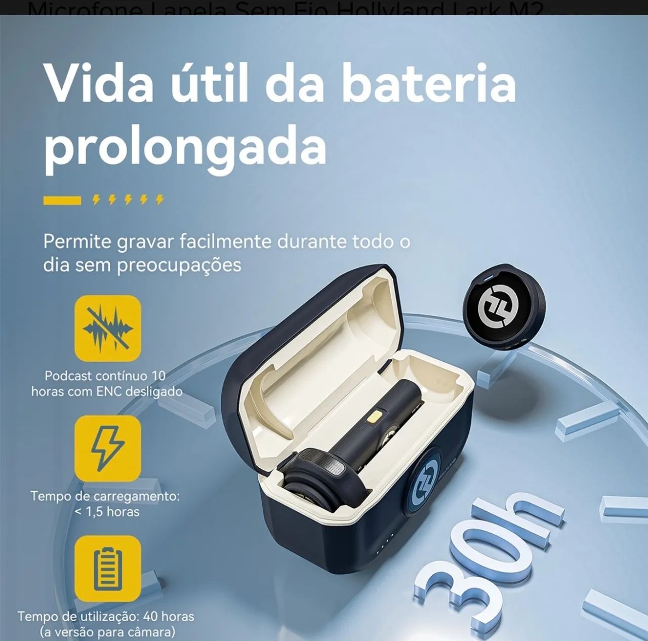 Microfone Hollyland Lark M2 Lightning (apenas IPhone) - Sem Fio - 30h de Bateria - Novo - Foto 3