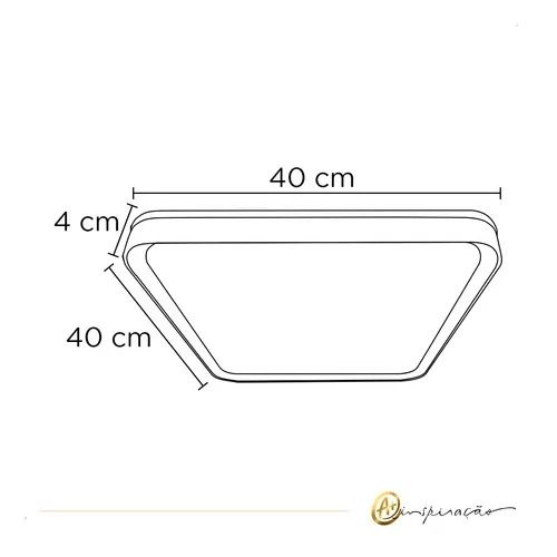 Luminária Plafon Sobrepor Space Preto Led 3 Em 1 Moderno 24w 40CM 3000/4000/6500K - Foto 4