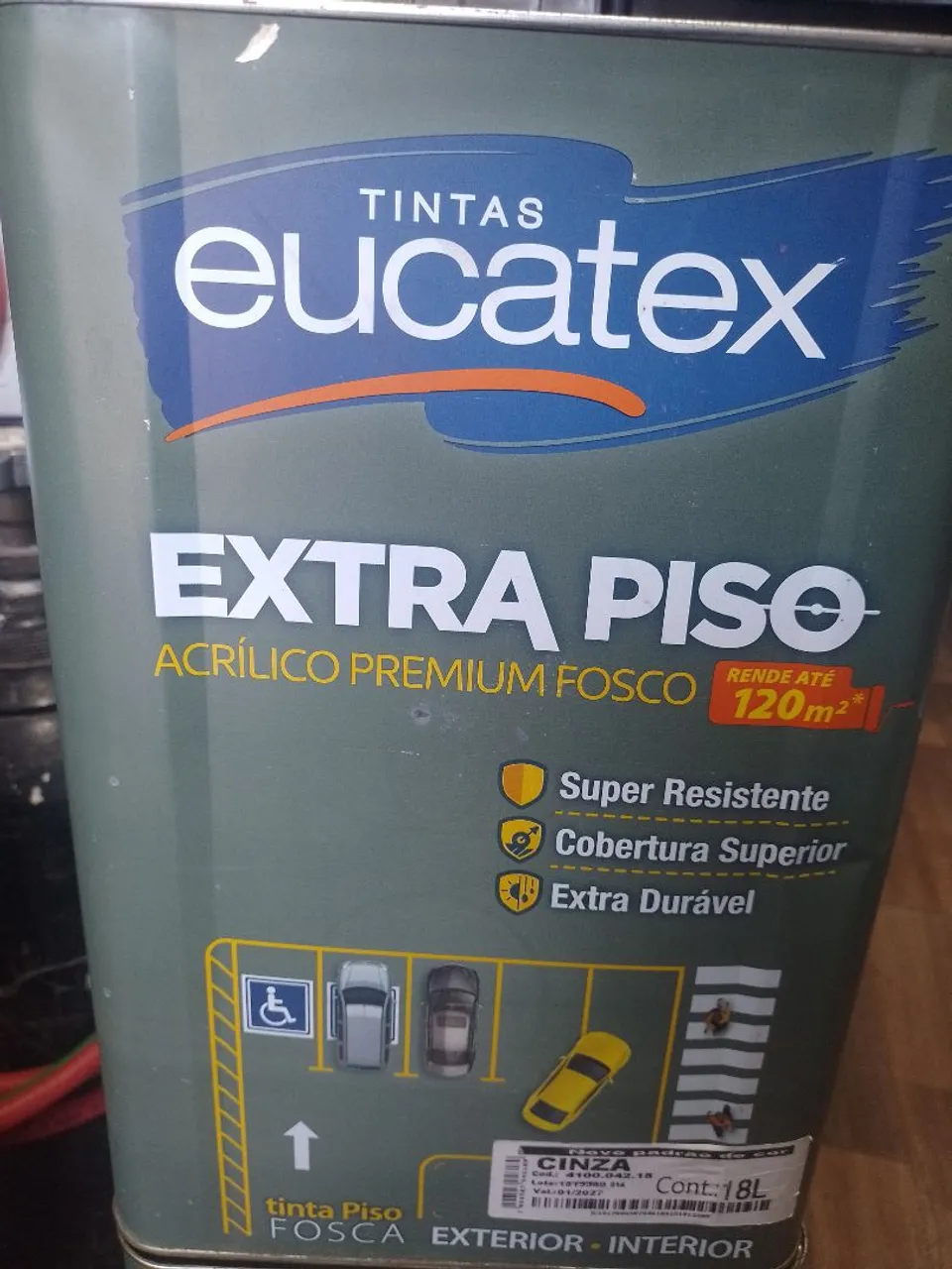 Tinta Eucatex Extra Piso Acrílico Premium Fosco Cinza 18L