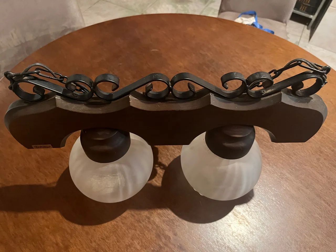 Lustre rústico de madeira com 2 lâmpadas - Foto 2