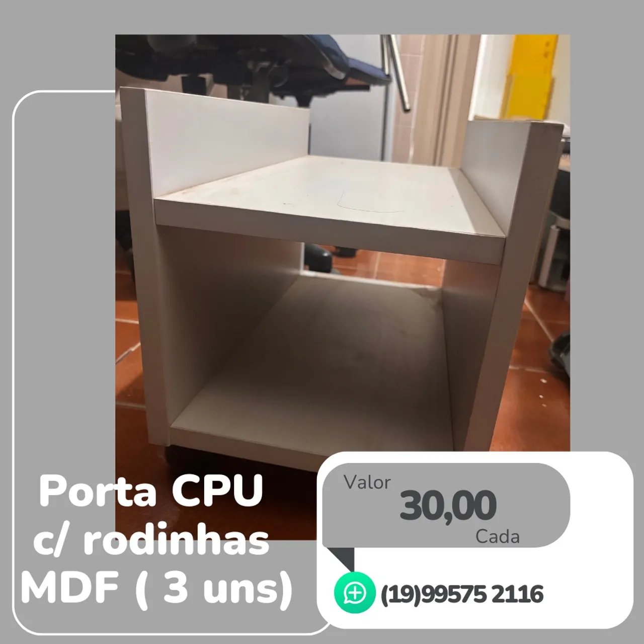 Porta CPU c/ rodinhas MDF (3 unidades)