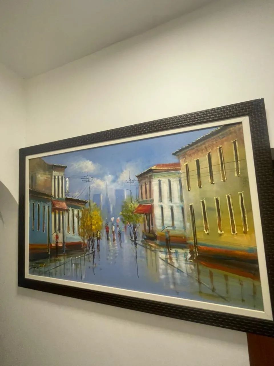 Pintura com moldur nova Quadro cidade tela grande 