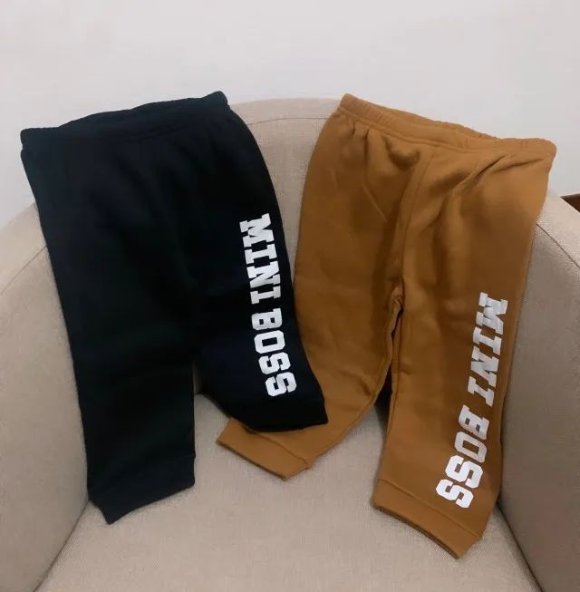 (NOVA!) Calça moletom flanelada infantil menino mini boss - Foto 4