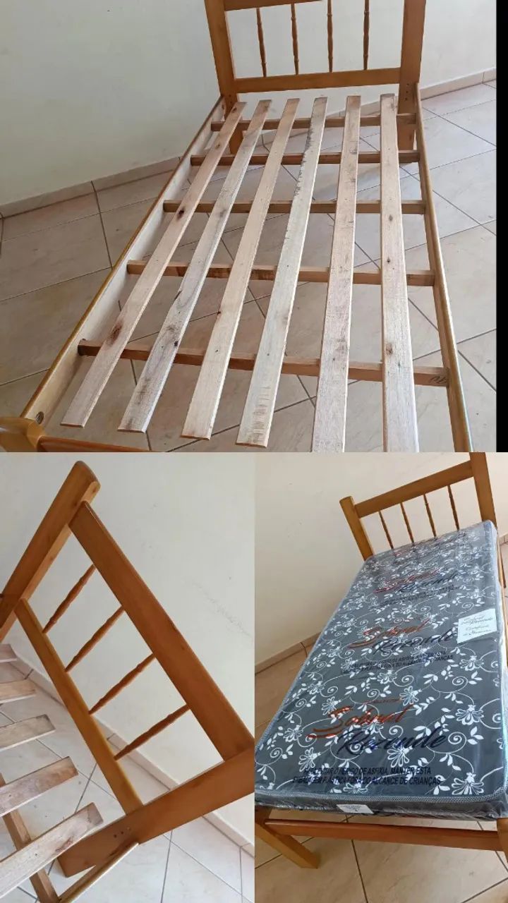 Cama de Solteiro de Madeira Nova, Entrego - Foto 3