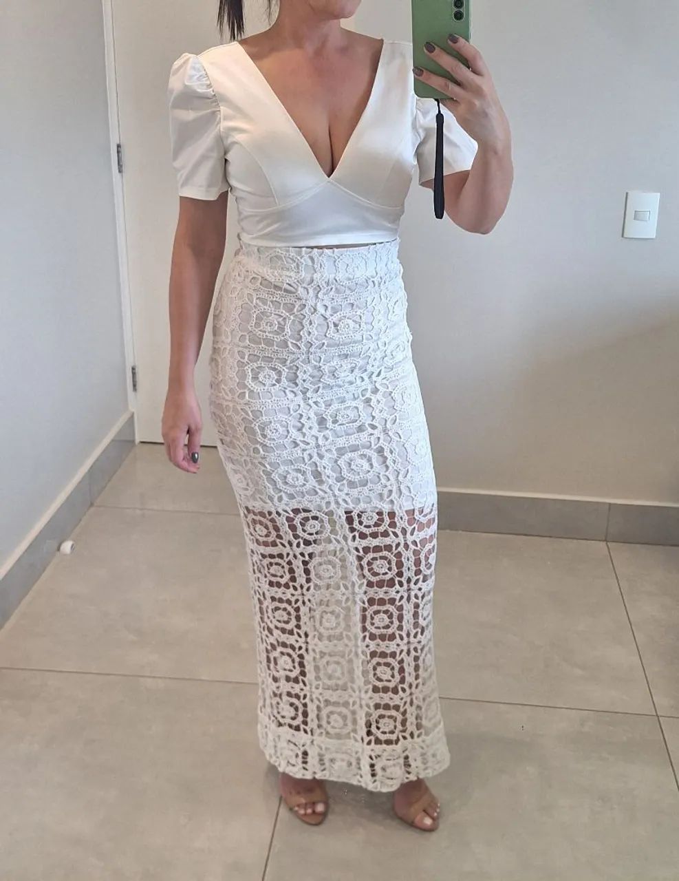 Saia longa e cropped branco