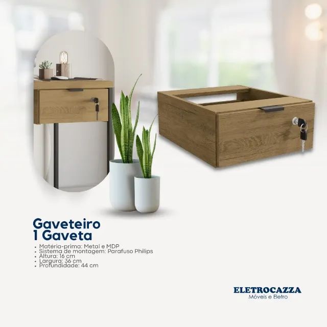 Gaveteiro De Mesa Kappesberg com Chave Industrial Freijó - Foto 2