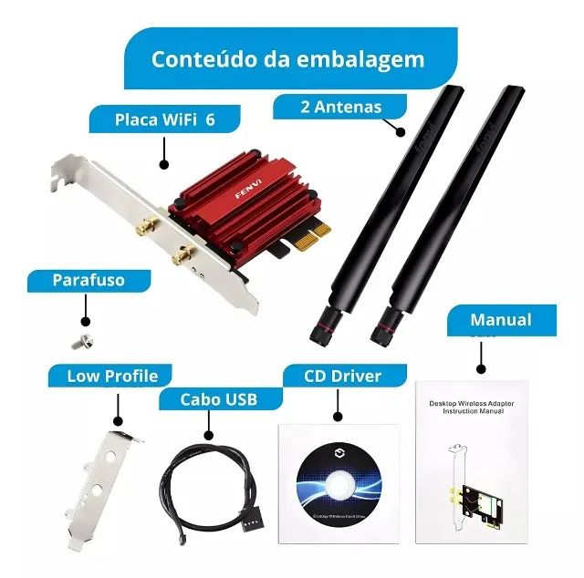 Placa de Rede Pci-e Wi-Fi 6 AX1800 Dual Band 2.4/5ghz Bluetooth 5.2 Fenvi para PC - Foto 5