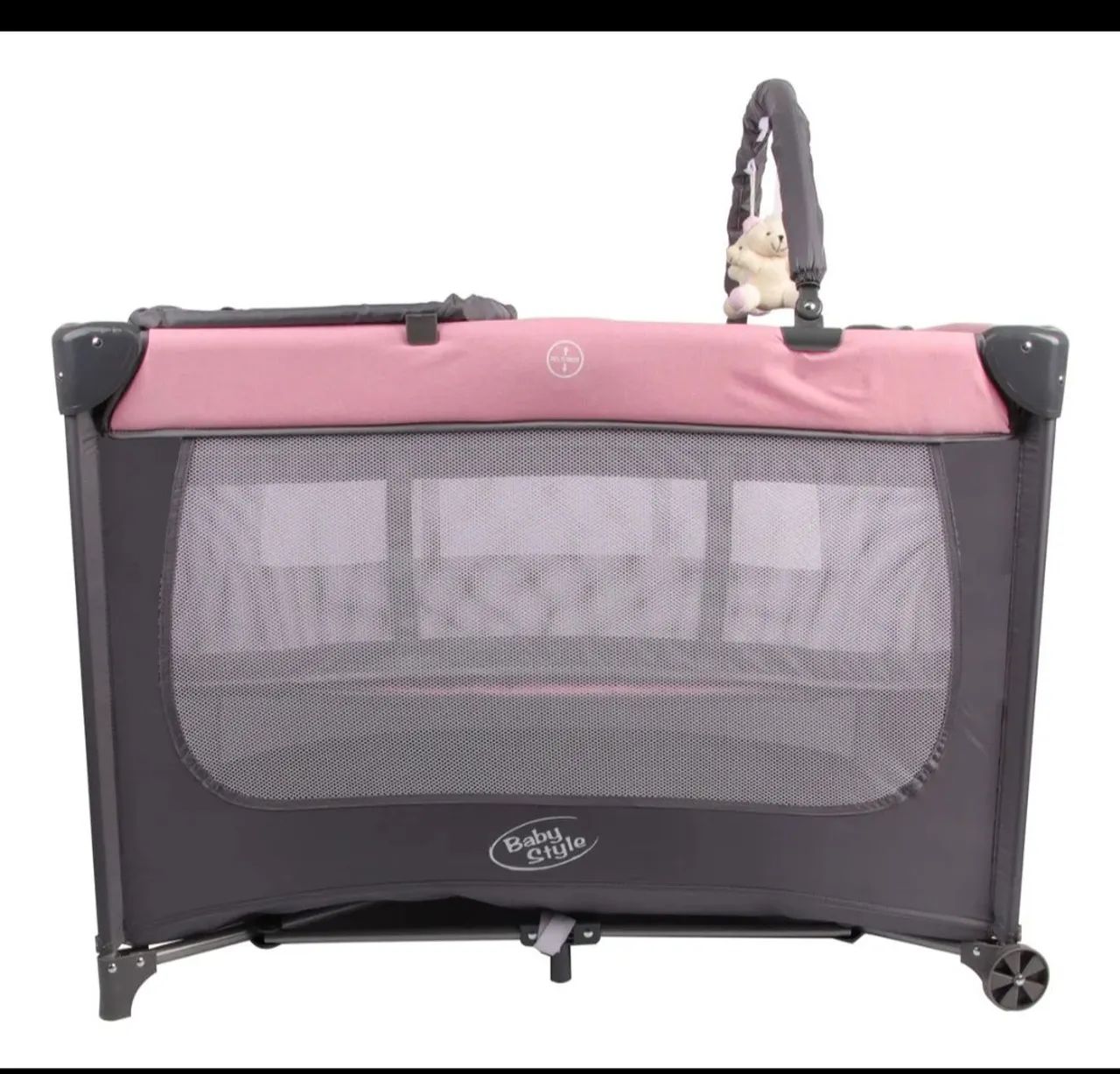 Berço Portátil Rosa e Cinza com Acessórios - Foto 3
