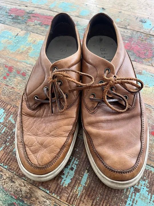 Sapatos de Couro Marrom Democrata n 42 - Foto 5