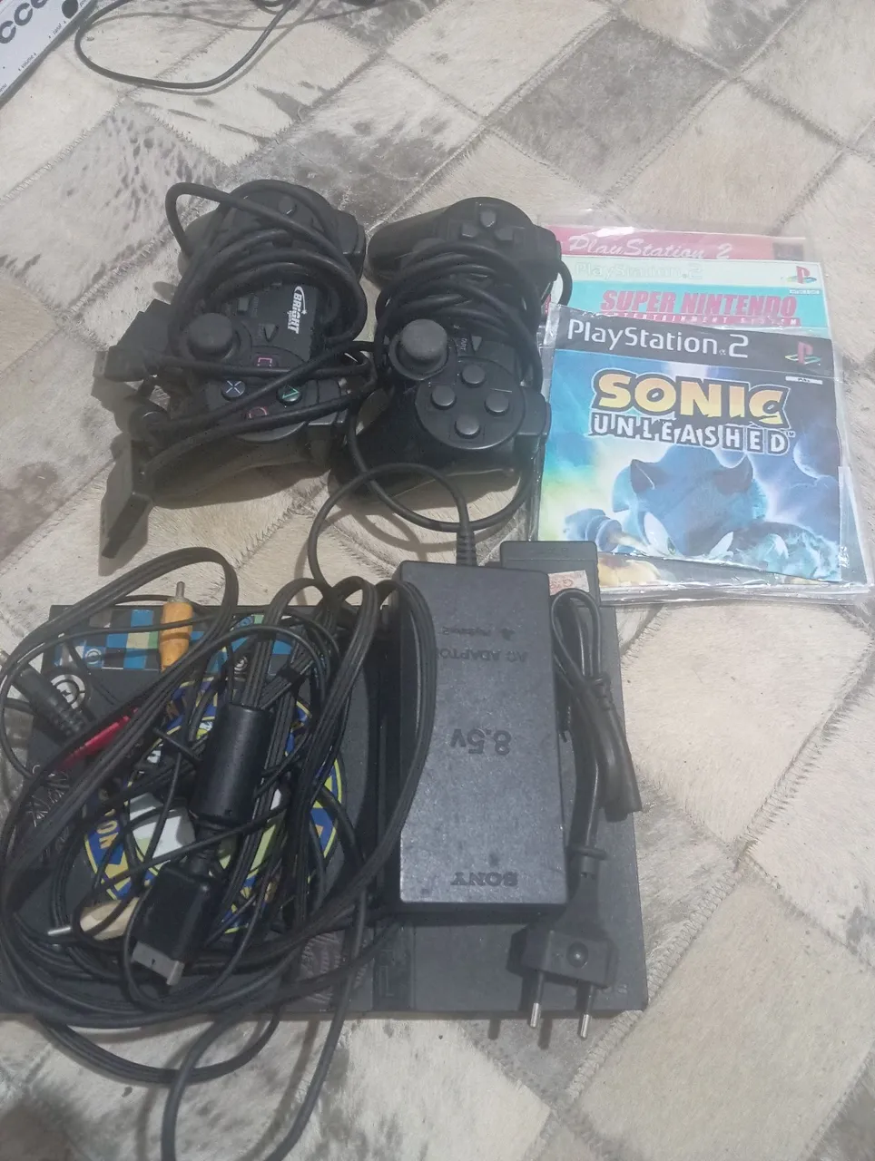 Playstation 2 com Acessórios e Jogos