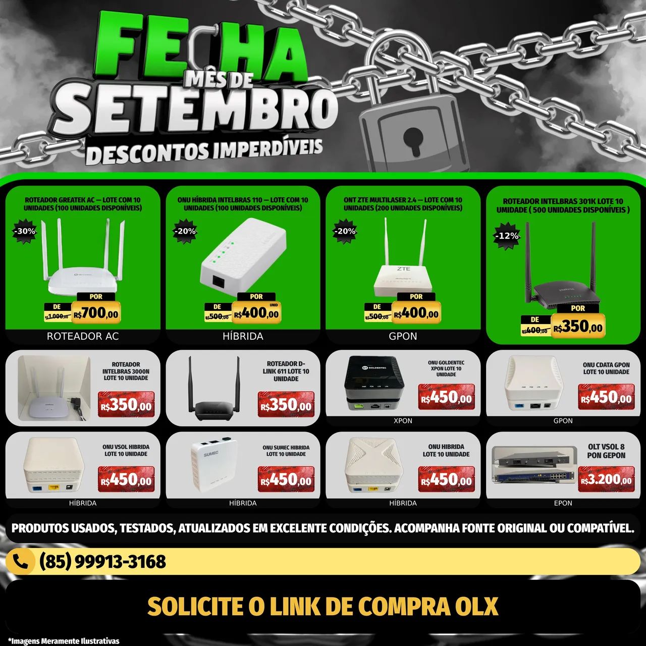 ONU INTELBRAS 110 HÍBRIDA  LOTE 10 UNIDADES COM FONTE  - Foto 5