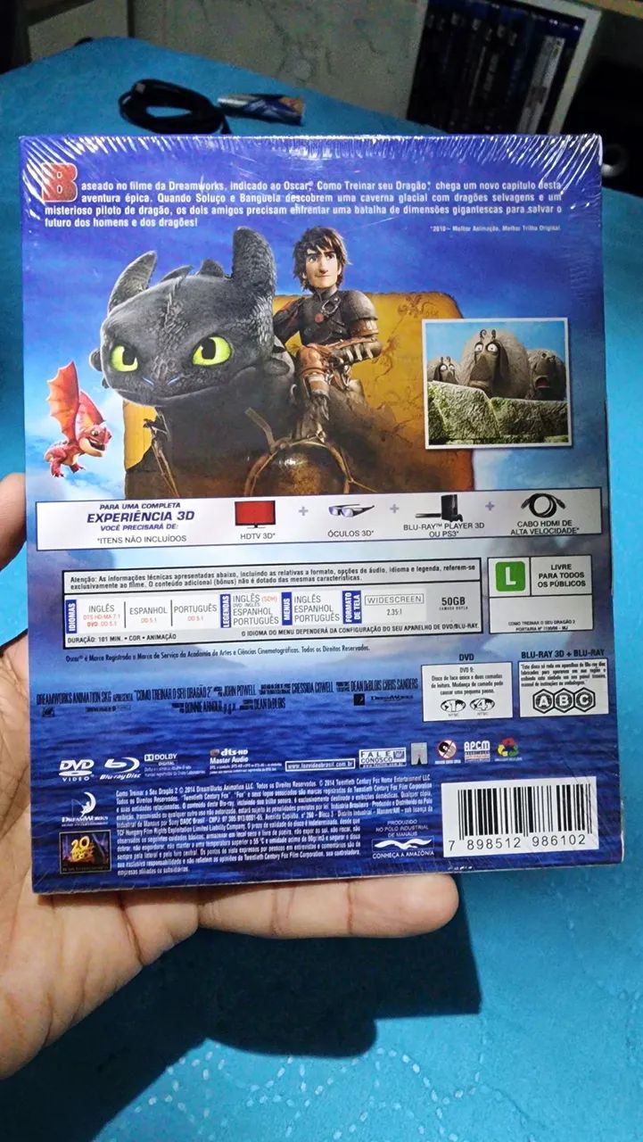 Blu-ray 3D + 2D Como Treinar O Seu Dragão Coleção 1, 2 E 3 Lacrados - Foto 4