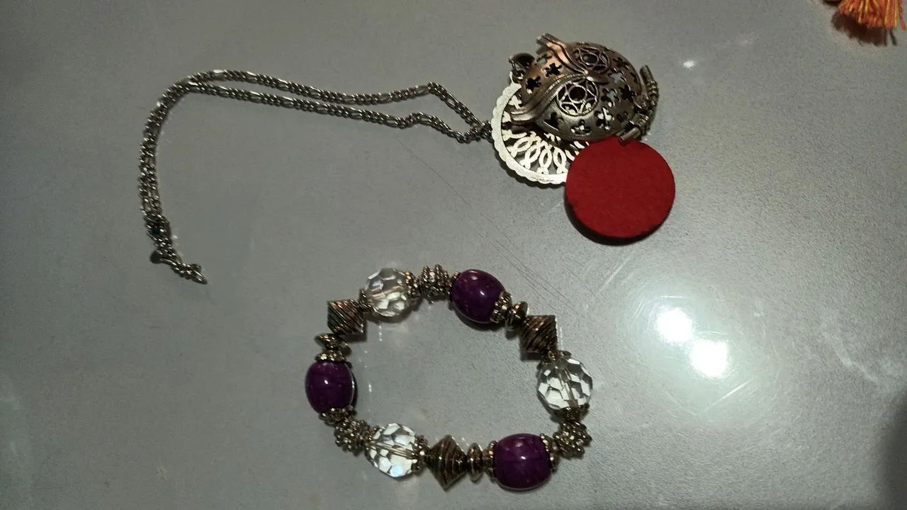 Colar aço com coruja difusor/aromaterapia+pulseira - Foto 3