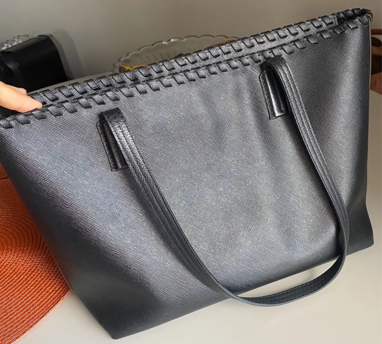 Bolsa de couro preta - Foto 3