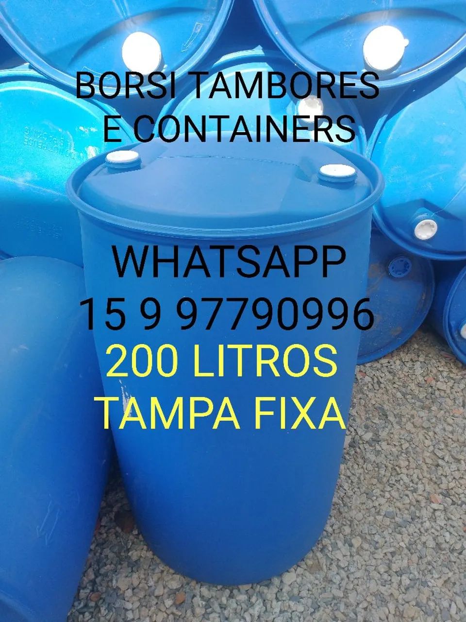 Bombona 200 Litros Tampa Fixa Container IBC Tambor Plastico 