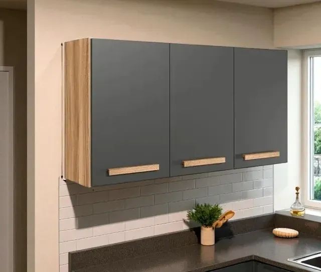 Promoção armário de cozinha com 3 portas freijo chumbo