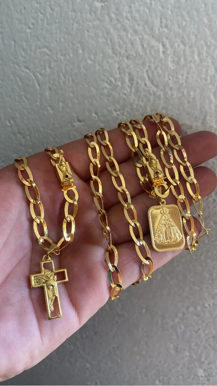 CORRENTE LAMINADA BANHADA A OURO 18k - Foto 3