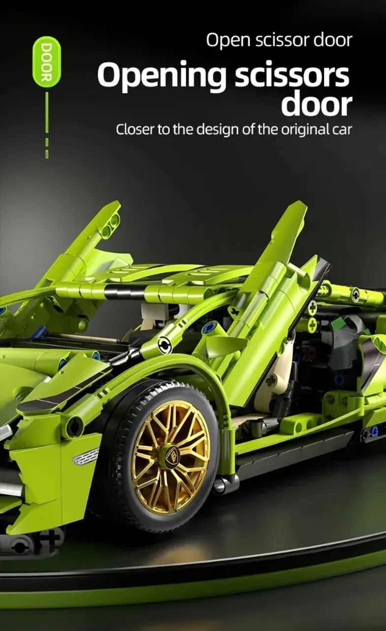 Tipo Lego Lambo 1:14 Verde 1280 peças