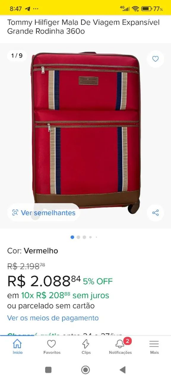 Mala Tommy Hilfiger Vermelha - Original - Foto 3