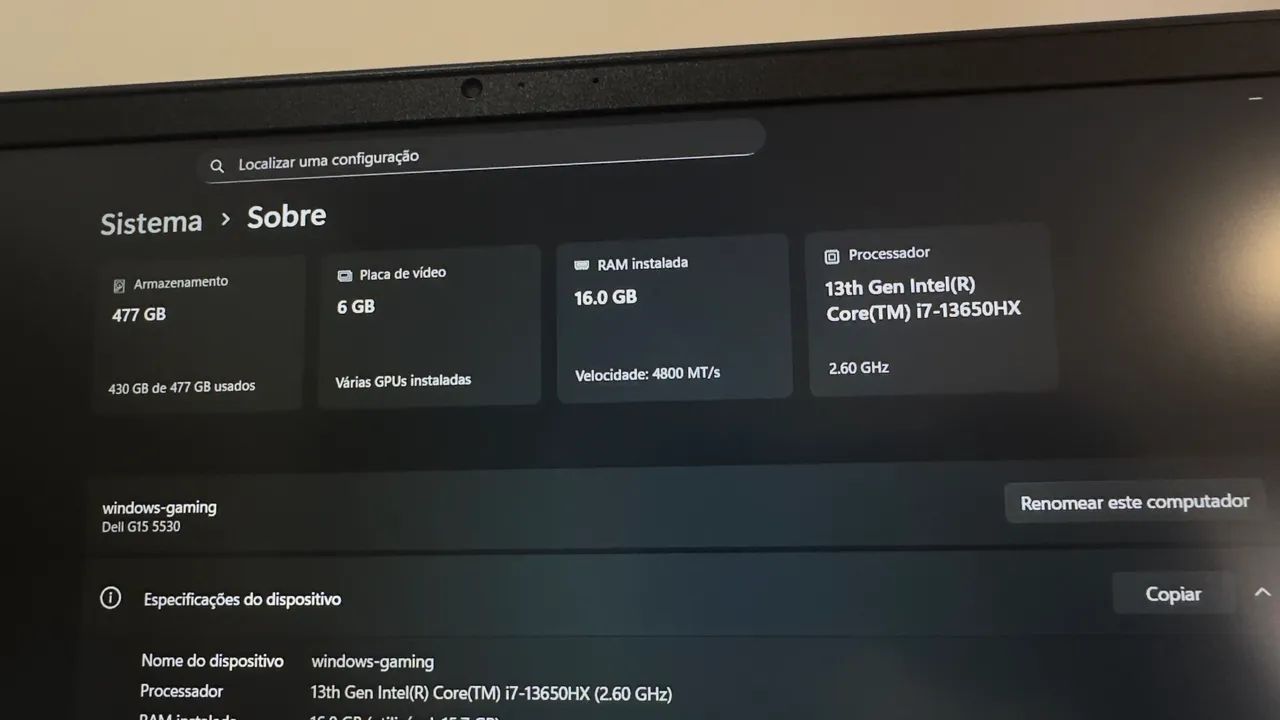 Dell G15 5530 - i7 13ª gen - RTX 3050 6GB - 16GB RAM - 512GB SSD - Excelente estado! - Foto 4