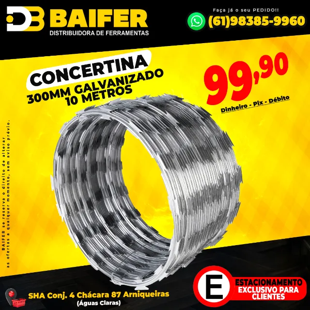 Concertina 300mm Galvanizado 10 Metros