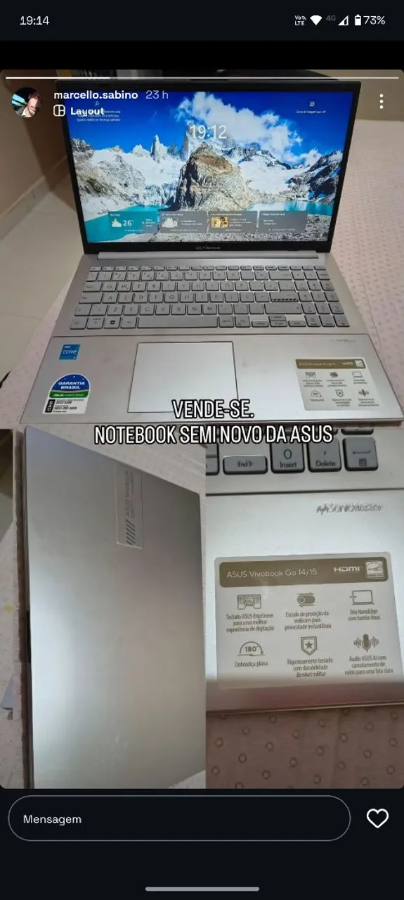 Notebook Asus Semi Novo