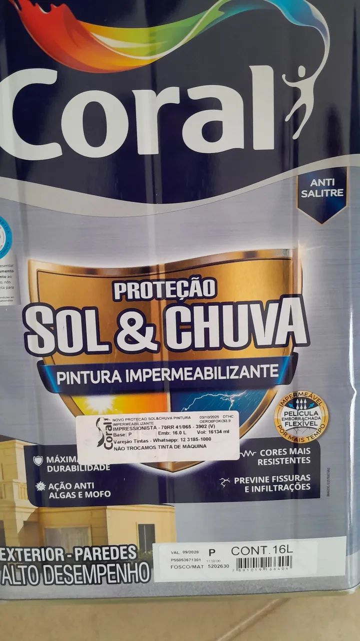Coral Sol & Chuva, na cor Impressionista. Vendo lata de 16l de tinta emborrachada - Foto 2