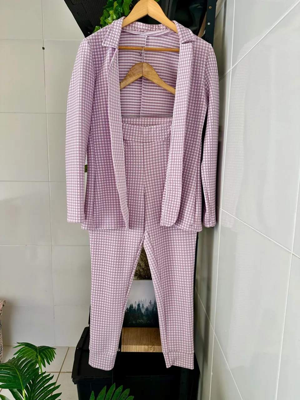 Conjunto Social Gingham Lilás