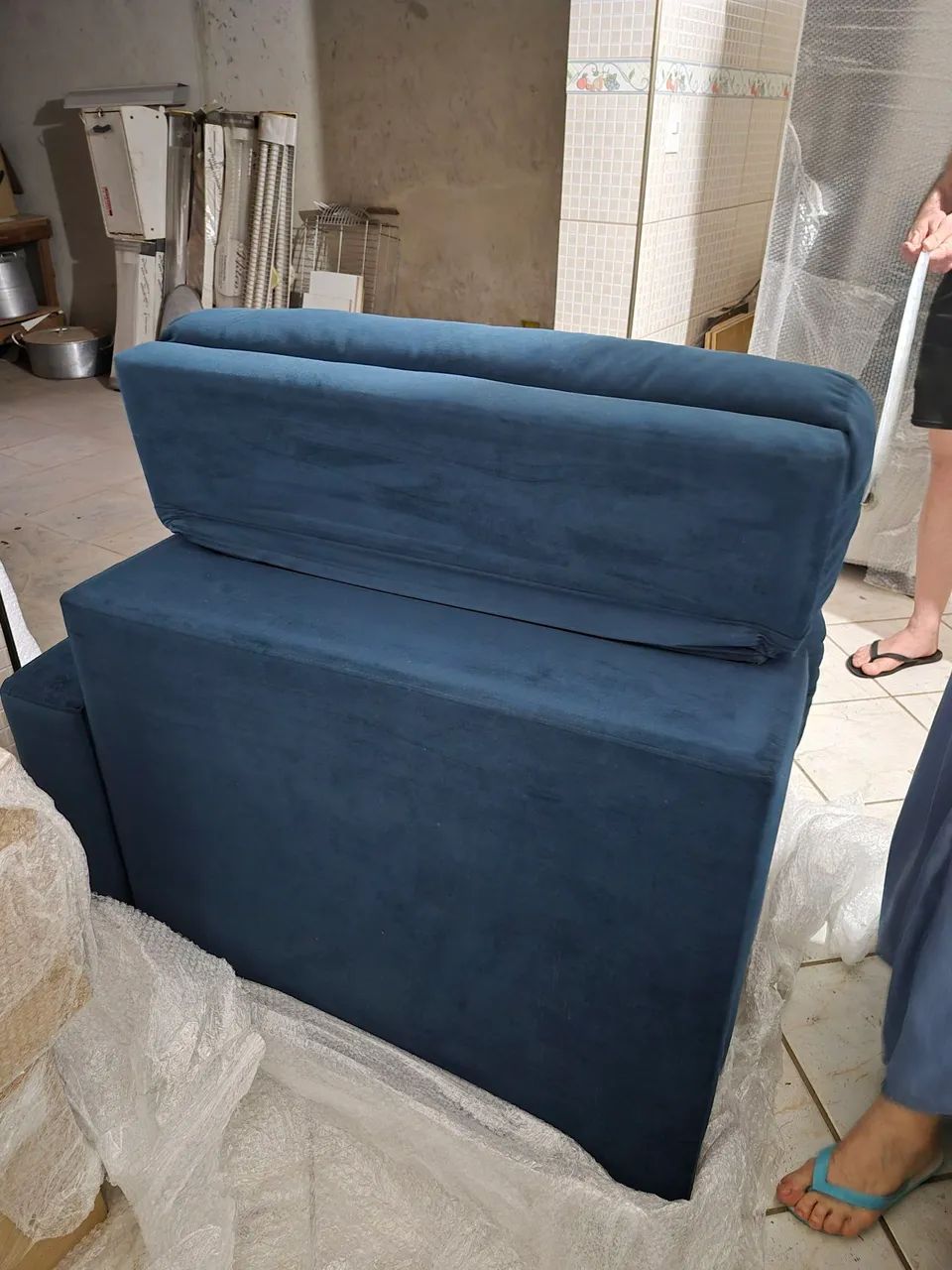 Sofa retrátil e reclinável 2 lugares | tecido suede Azul marinho  - Foto 5