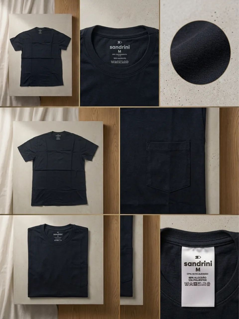 Camisetas Algodão Dia Dia Sandrini Básica Conforto - Foto 4