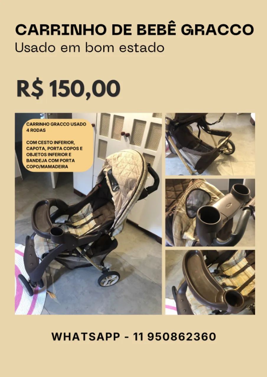 CARRINHO DE BEBÊ GRACCO - USADO EM BOM ESTADO