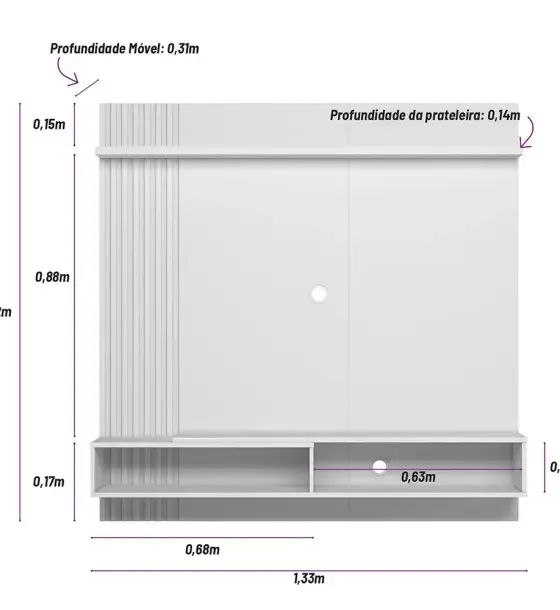 Painel Home Alvorada Linea Brasil 133cm - Para TVs de até 55 Polegadas - Entrega Imediata; - Foto 4