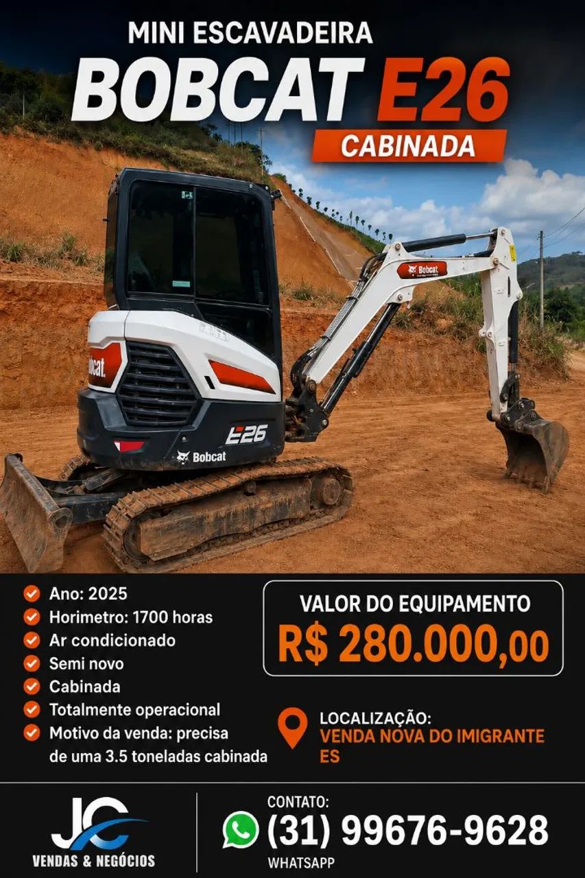 Mini escavadeira Bobcat E26 cabinada 