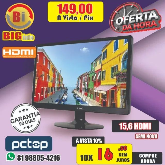 Monitor 15.6 Polegadas Led, Widescreen, Hd, HDMI - Em ate 10x Fixas  - Foto 3