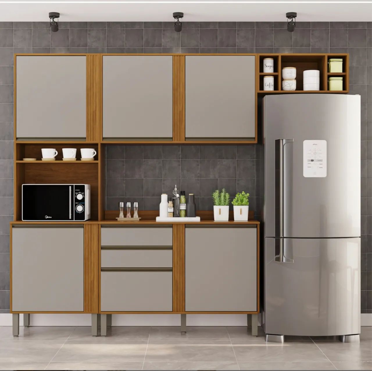 Cozinha Modulada Siena 4 Peças Cinamomo e Off White - Foto 2