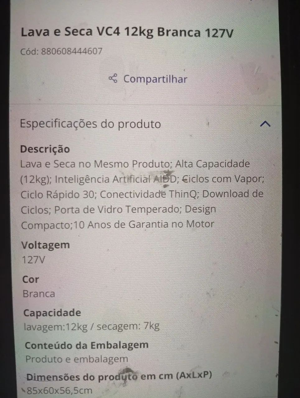 Lava e seca LG vc4 12kg - Foto 4