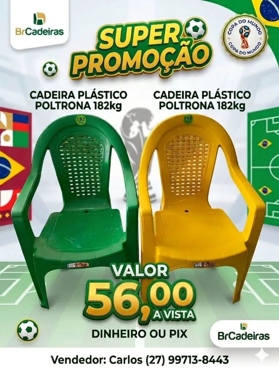 Cadeira Plástico Poltrona Com Encosto Alto 182kg 