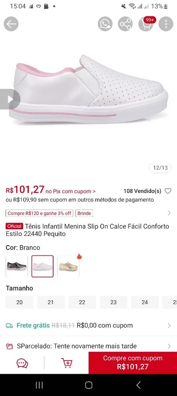 Tênis infantil 