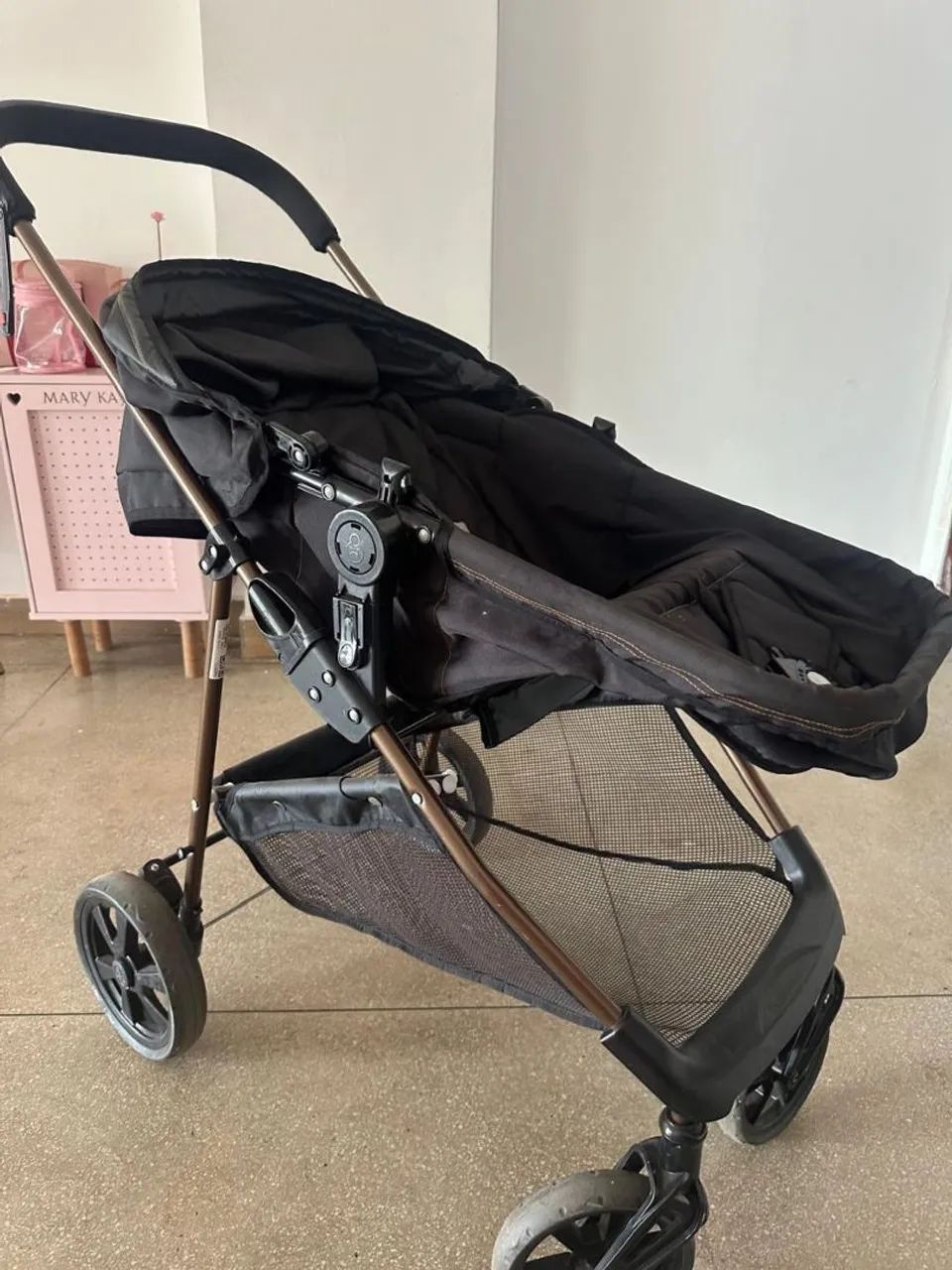 Carrinho De Bebê Passeio Berço Moisés Napoli Preto Galzerano - Foto 3