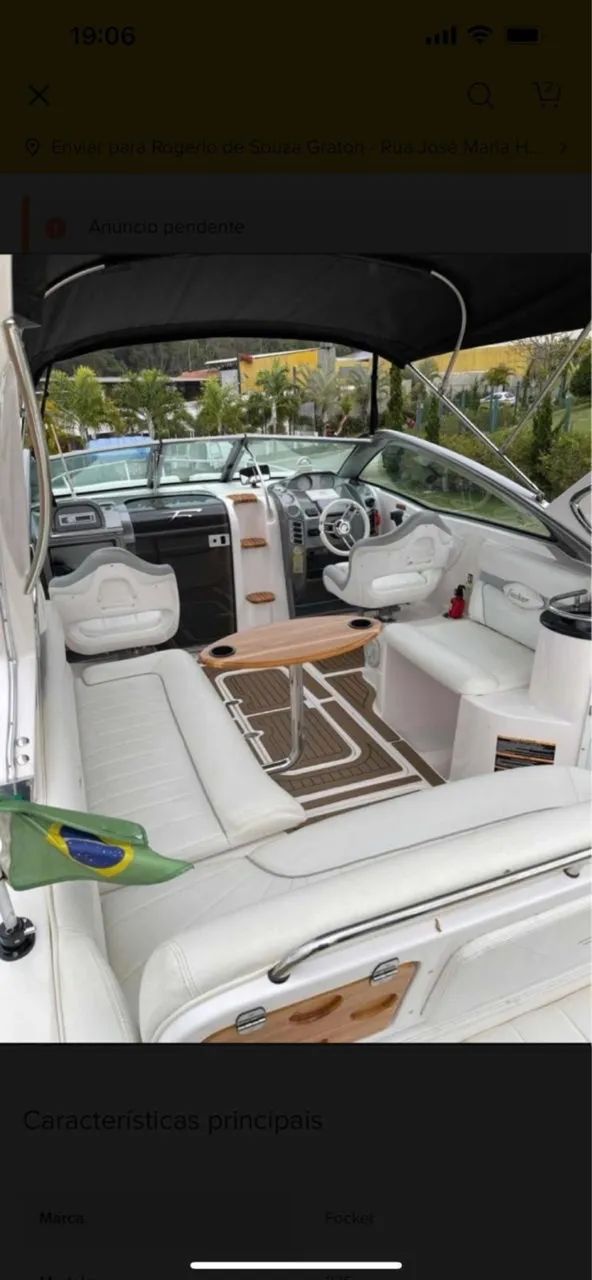 LANCHA FOCKER 275 Ano 2013 CABINADA MOTOR V8 280hrs - Foto 2