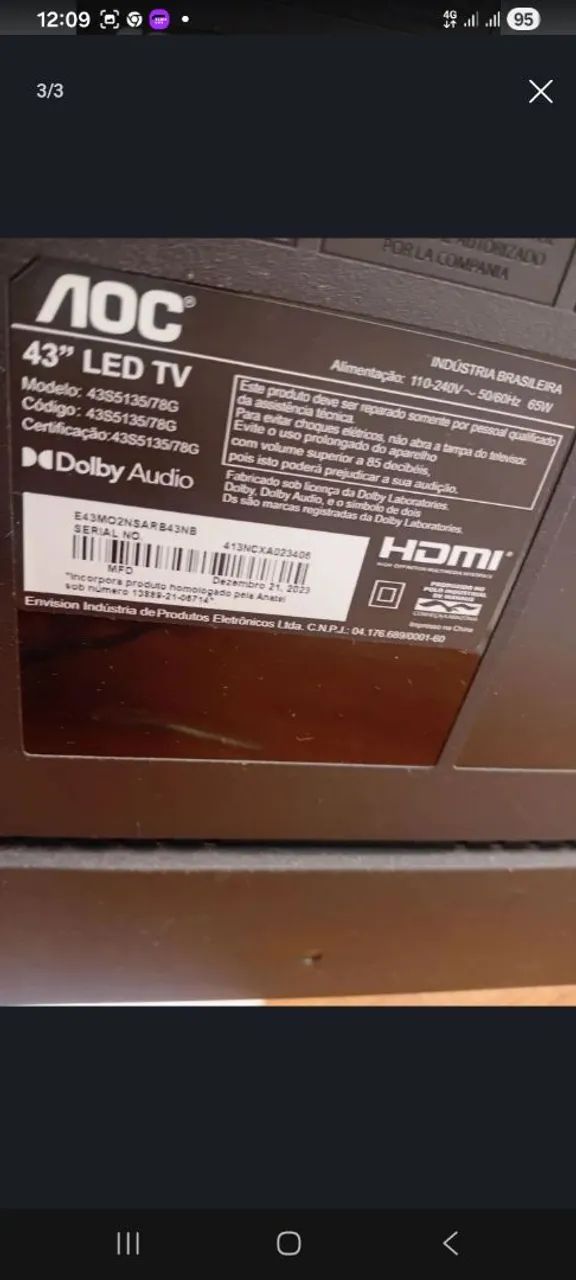 Tv 43 polegadas roku aoc led tv - Foto 3