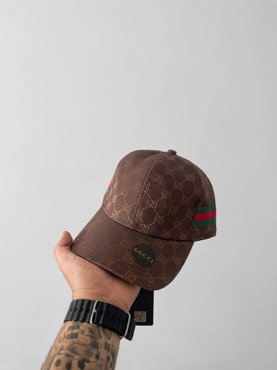 Boné Gucci Marrom faixa lateral  - Foto 2