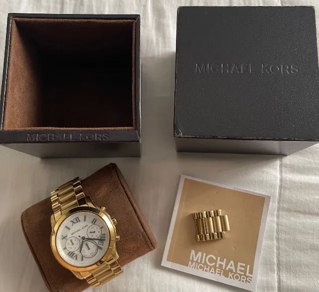 Relógio Michael kors original dourado cronógrafo + caixa