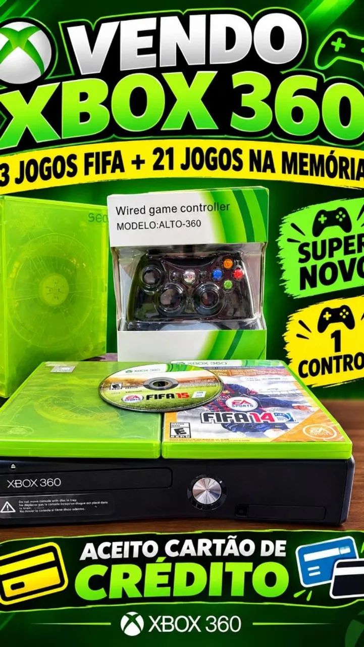 NINTENDO EX BOX 360 COM JOGOS E CDS FIFA