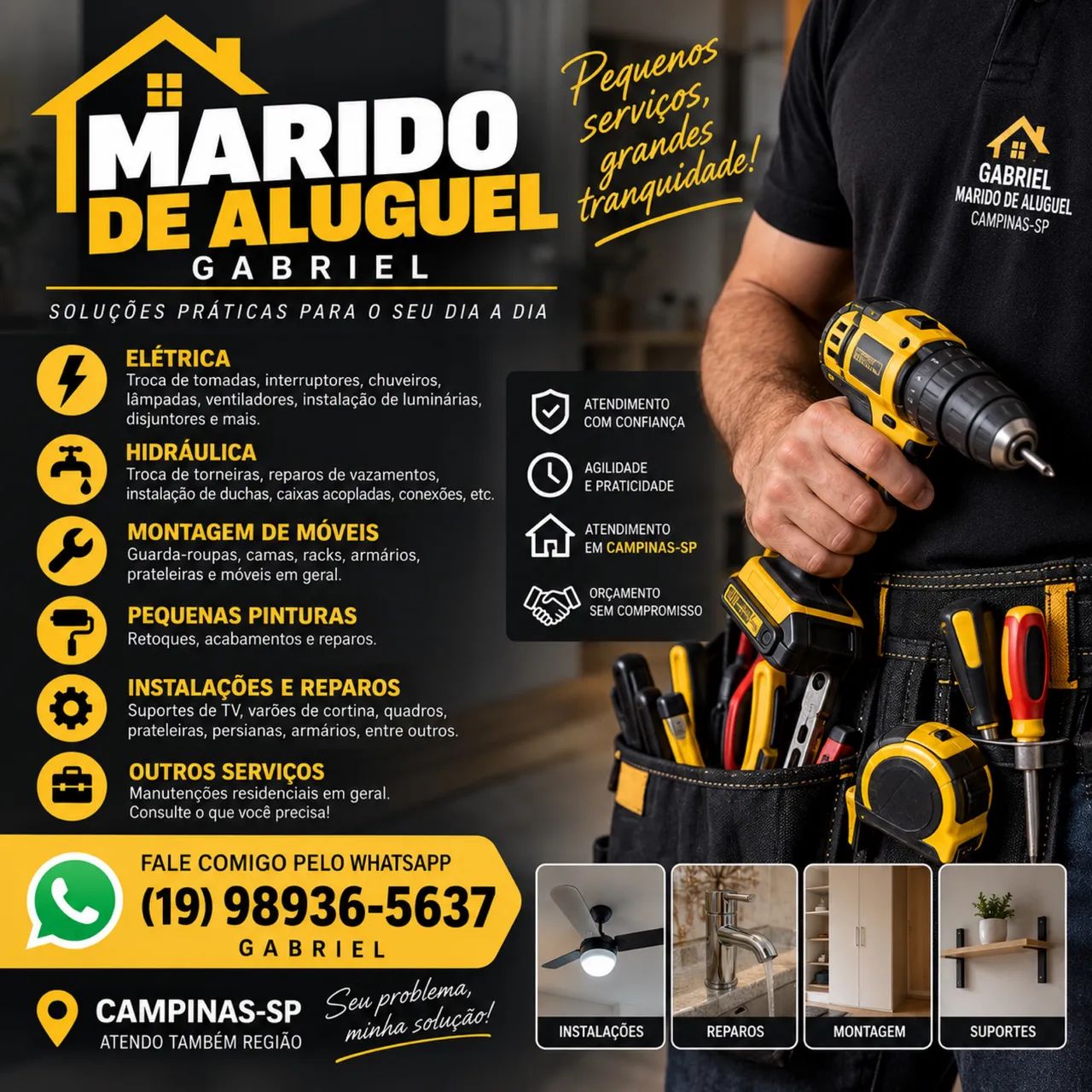 Marido de Aluguel em Campinas | Elétrica, Hidráulica e Montagens