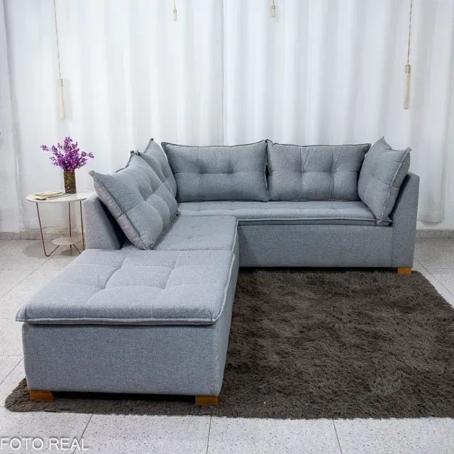 Sofá Canto com Puff Jaguar Linho  Produto Novo! Pronta Entrega! - Foto 3